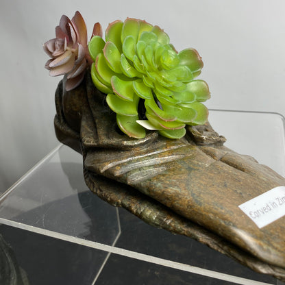 Succulent Garden Idea-Stone Shona Sculpture