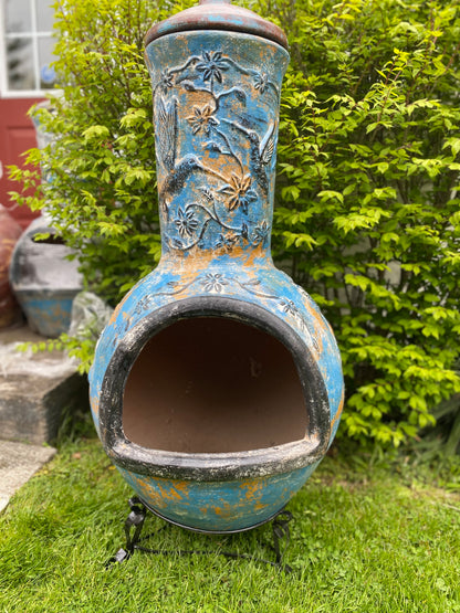 Chiminea made in Mexico with hummingbirds