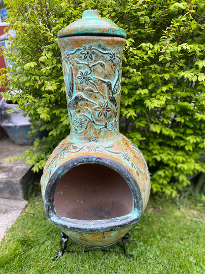 Chiminea made in Mexico with hummingbirds