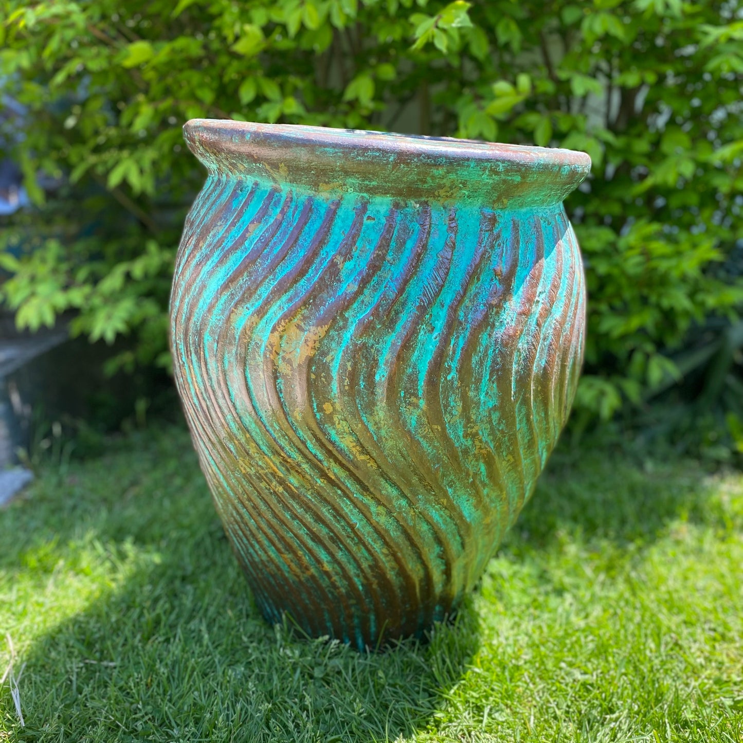 Green Swirl Mexican Planter