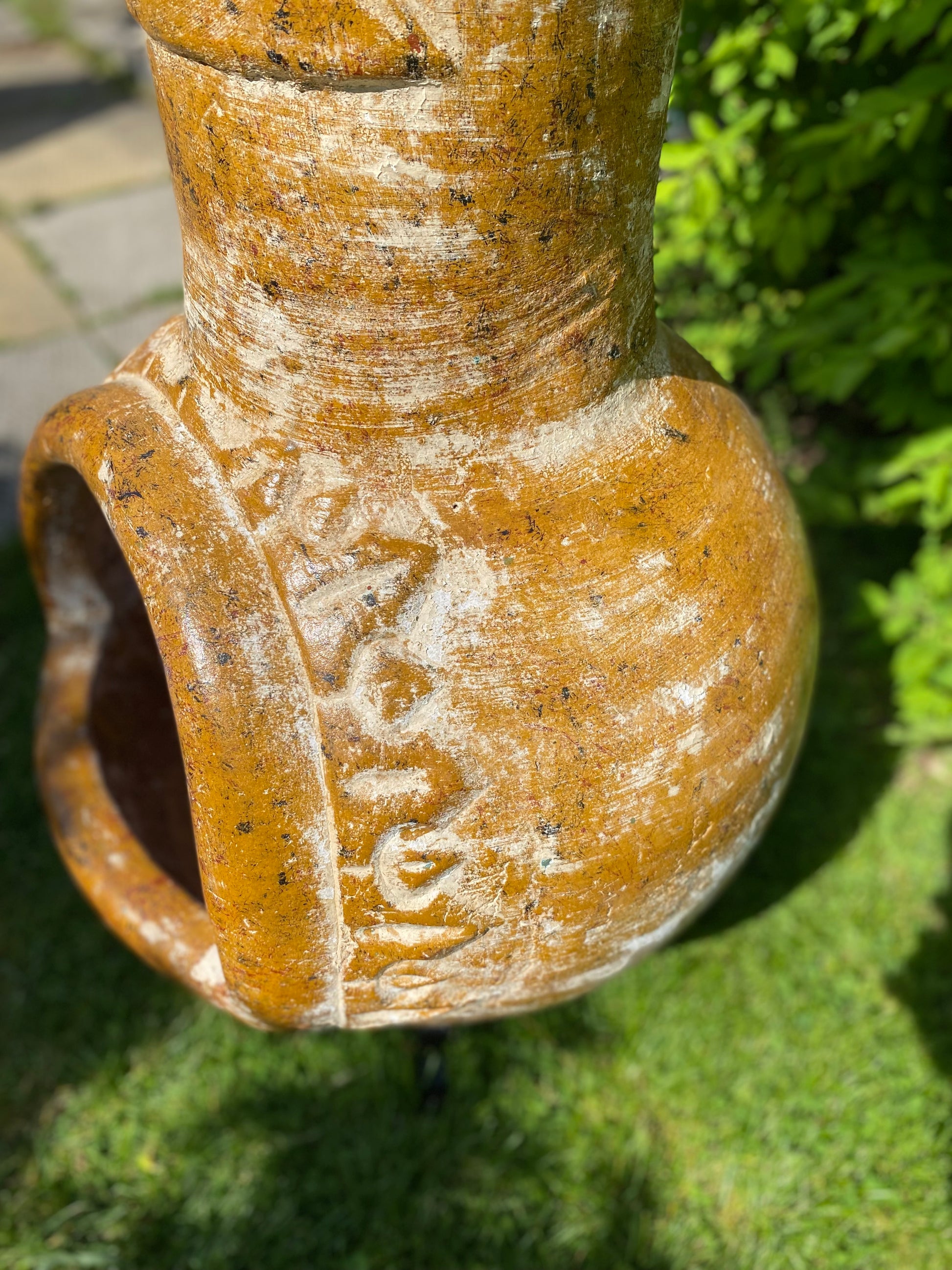 Traditional Mexican Clay Pottery Fireplace-chiminea close-up