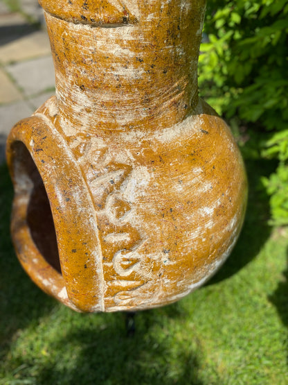 Traditional Mexican Clay Pottery Fireplace-chiminea close-up