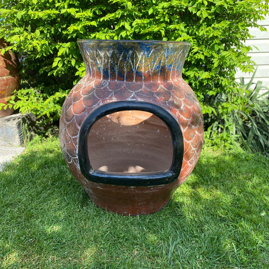 Authentic Mexican Pineapple Chiminea – Handcrafted Clay Outdoor Fireplace