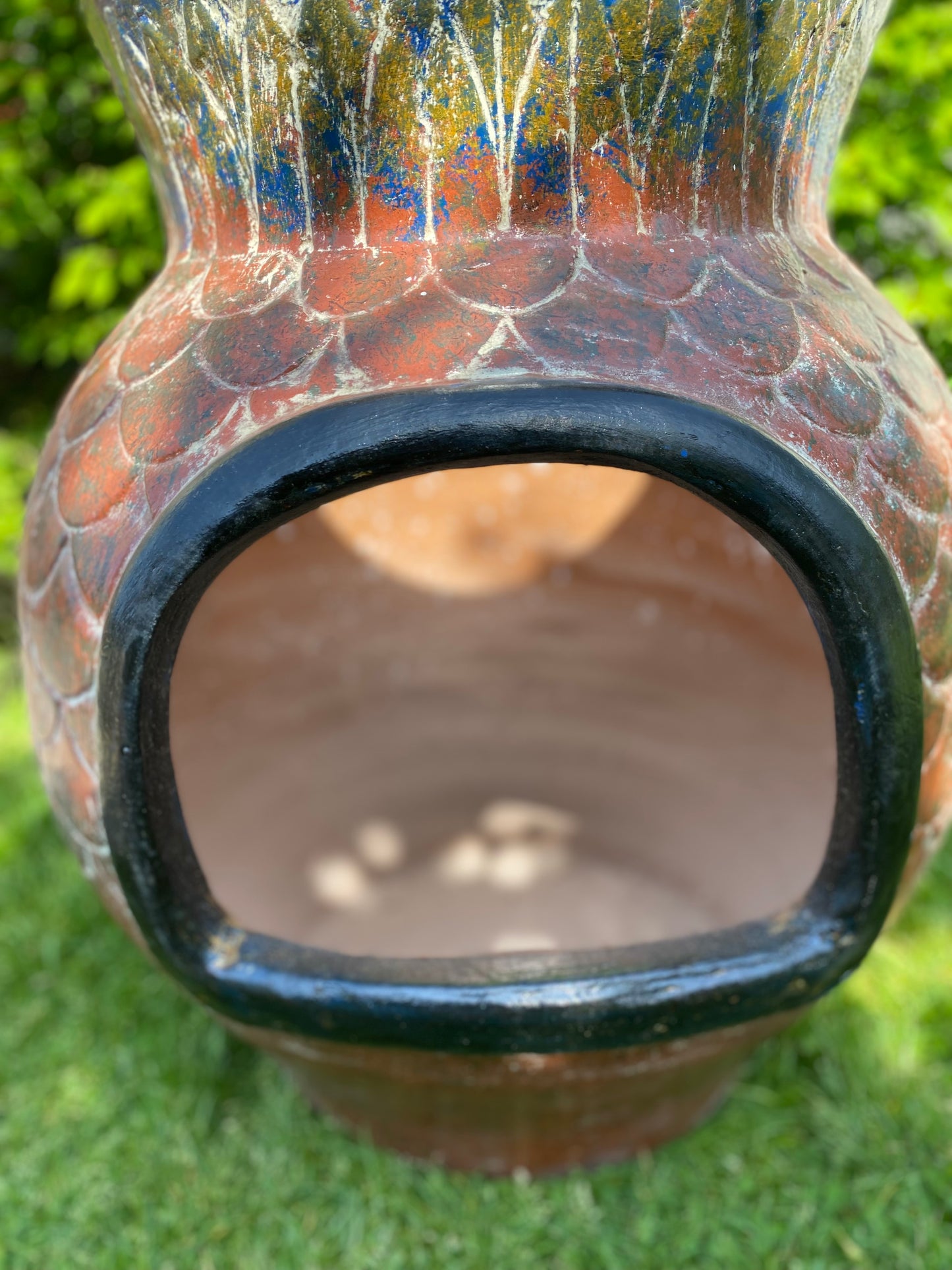 Authentic Mexican Pineapple Chiminea – Handcrafted Clay Outdoor Fireplace - opening