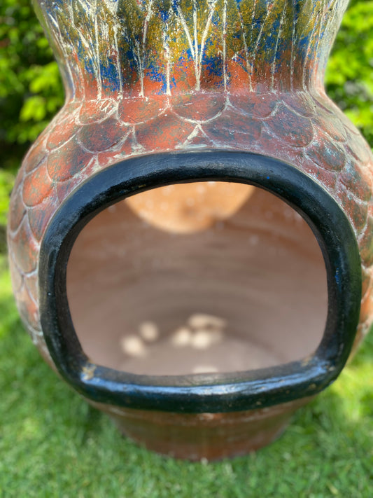 Authentic Mexican Pineapple Chiminea – Handcrafted Clay Outdoor Fireplace - opening