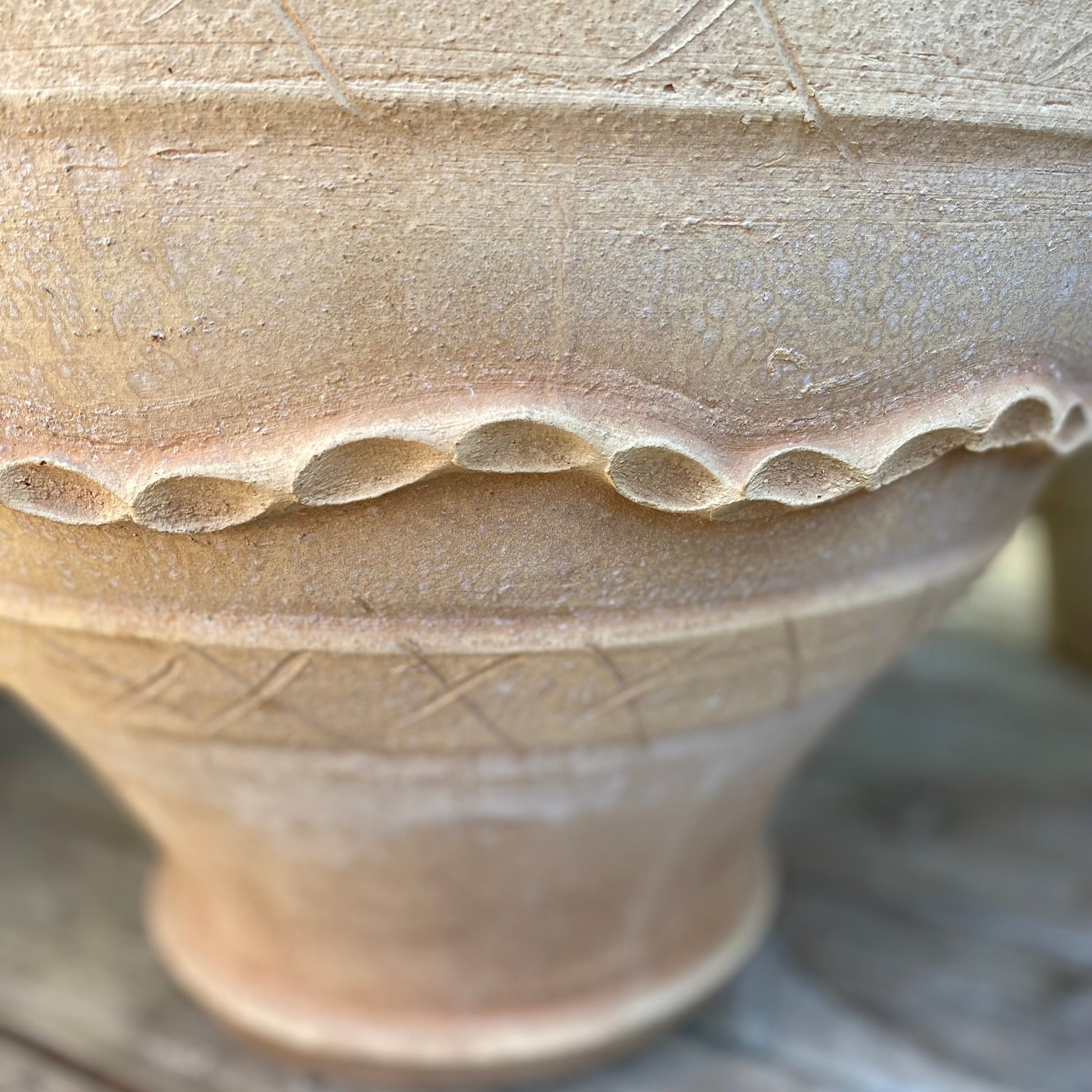 xlarge cretan pot with spout-Close up of hand crafted pattern