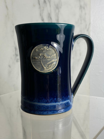Handmade pottery medallion mug