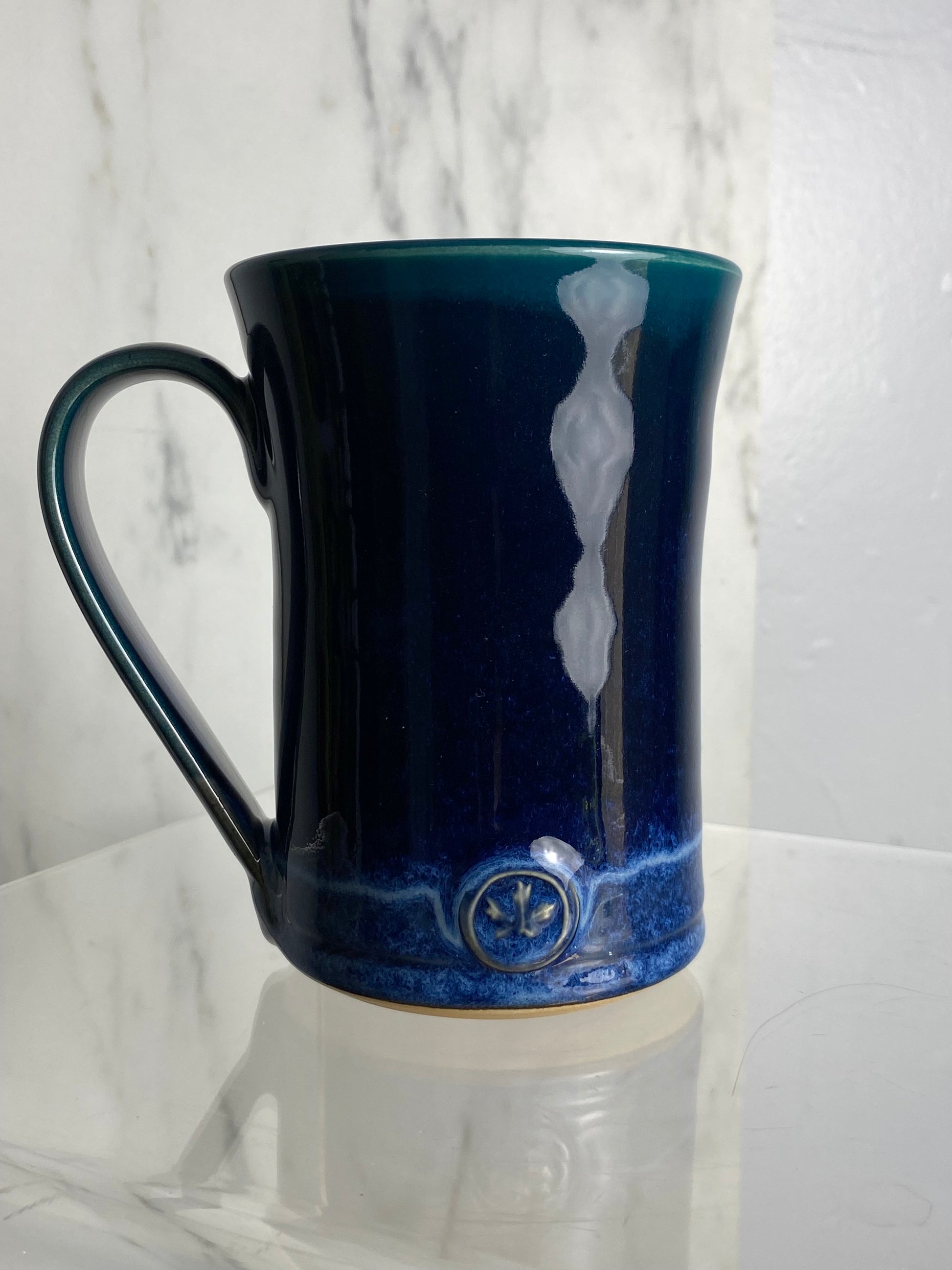 Handmade pottery medallion mug
