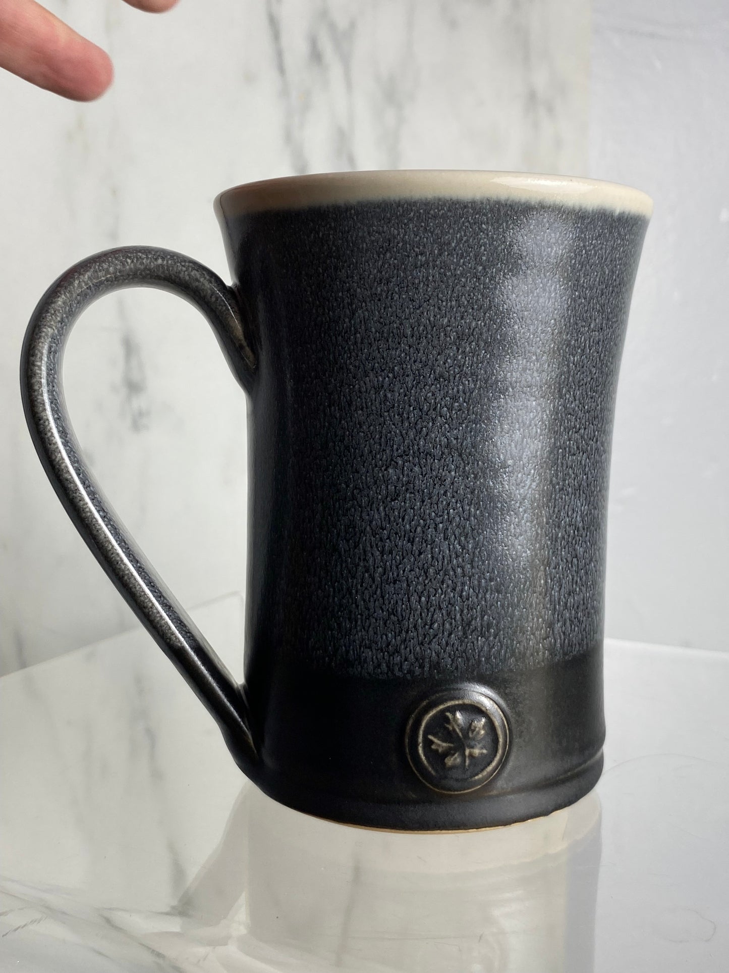 Handmade pottery medallion mug