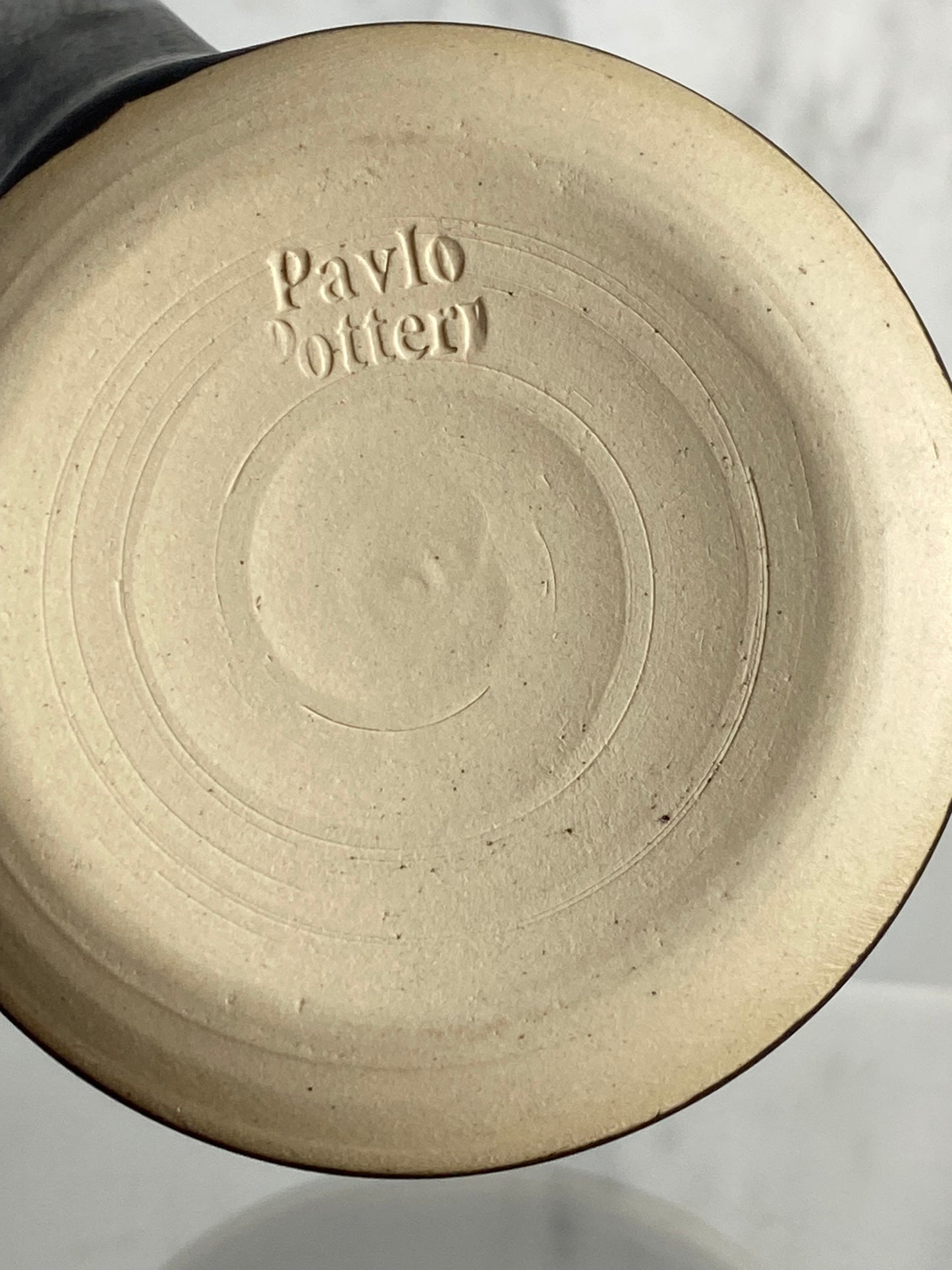 Handmade pottery medallion mug