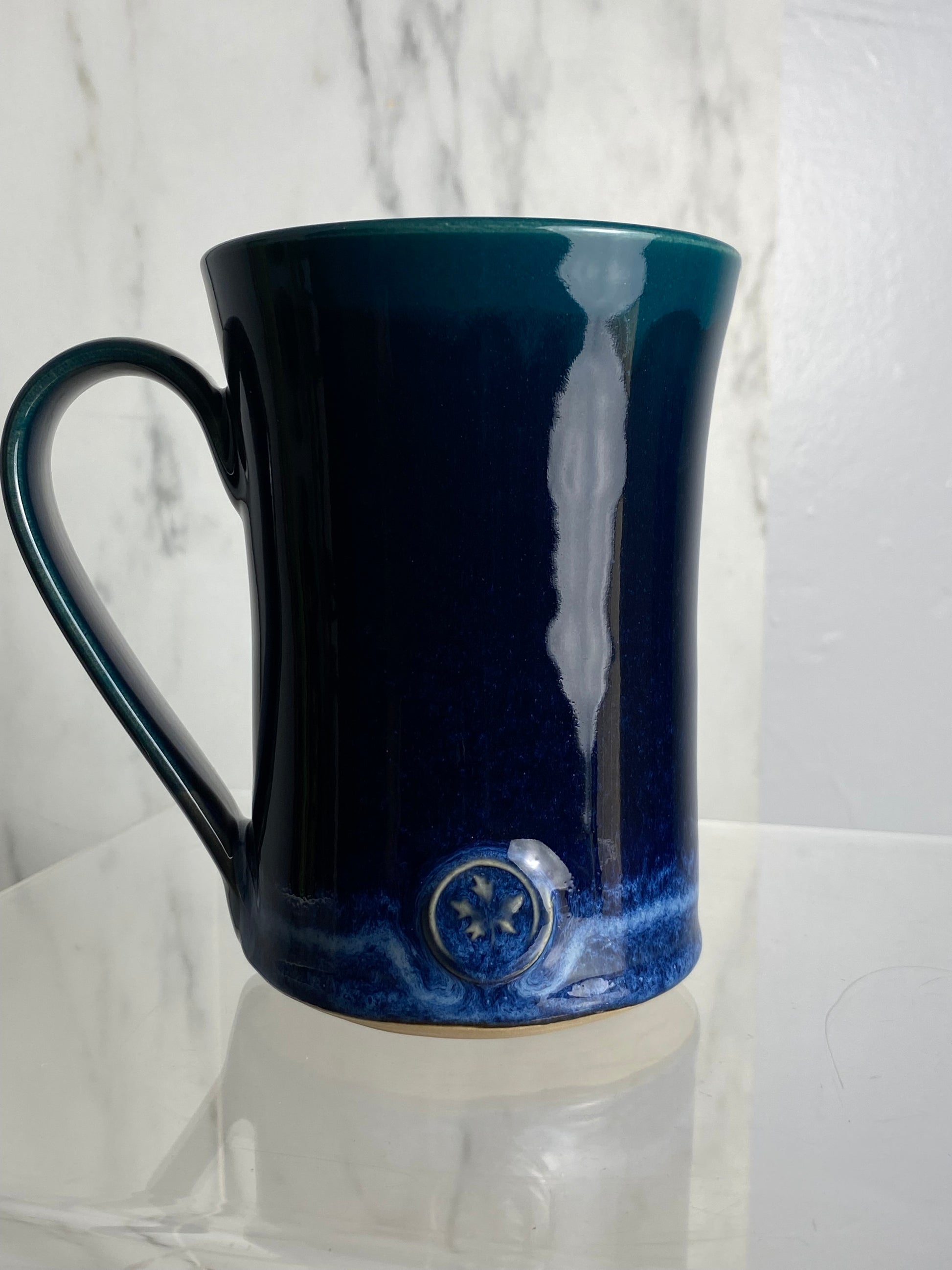 Handmade pottery medallion mug