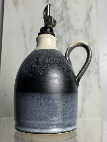Handmade pottery oil bottle