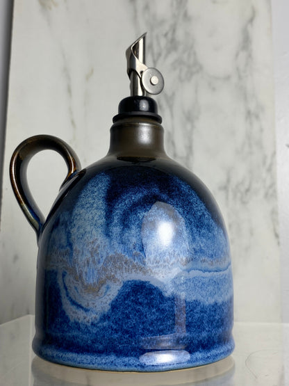 Handmade pottery oil bottle