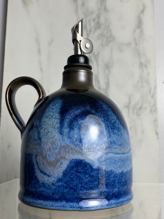 Handmade pottery oil bottle