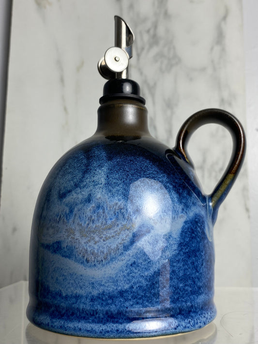 Handmade pottery oil bottle