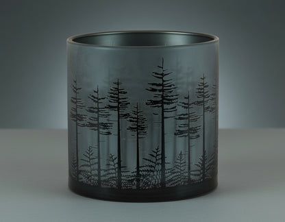 Hurricane Vase with Trees and Ferns