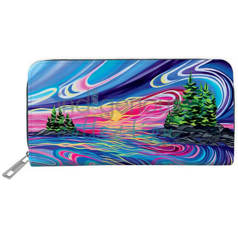 Reflect & Grow with Love Embossed Wallet colourful lake and sun scene