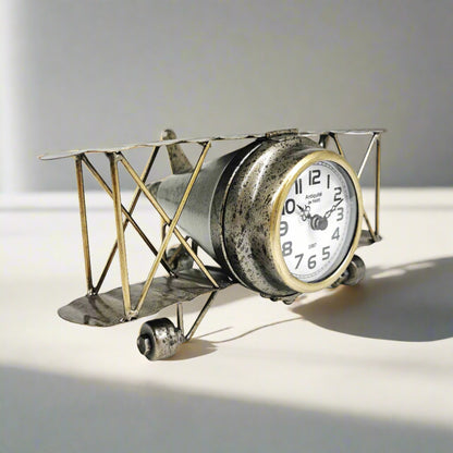 Metal Airplane Table Clock