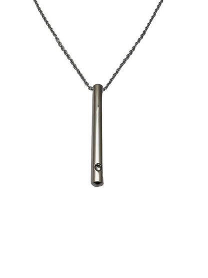 Stainless Steel Pendant necklace, Tube with Stone