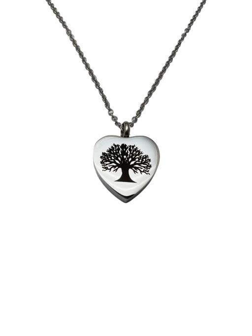 Stainless Steel Pendant necklace, Heart With An Engraved Tree Of Life