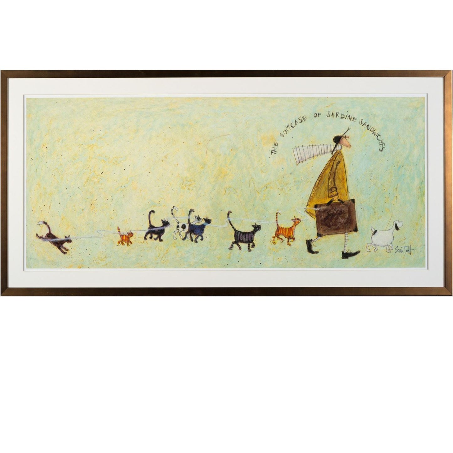 “Suitcase of Sardine Sandwiches framed print by Sam Toft, whimsical wall art”