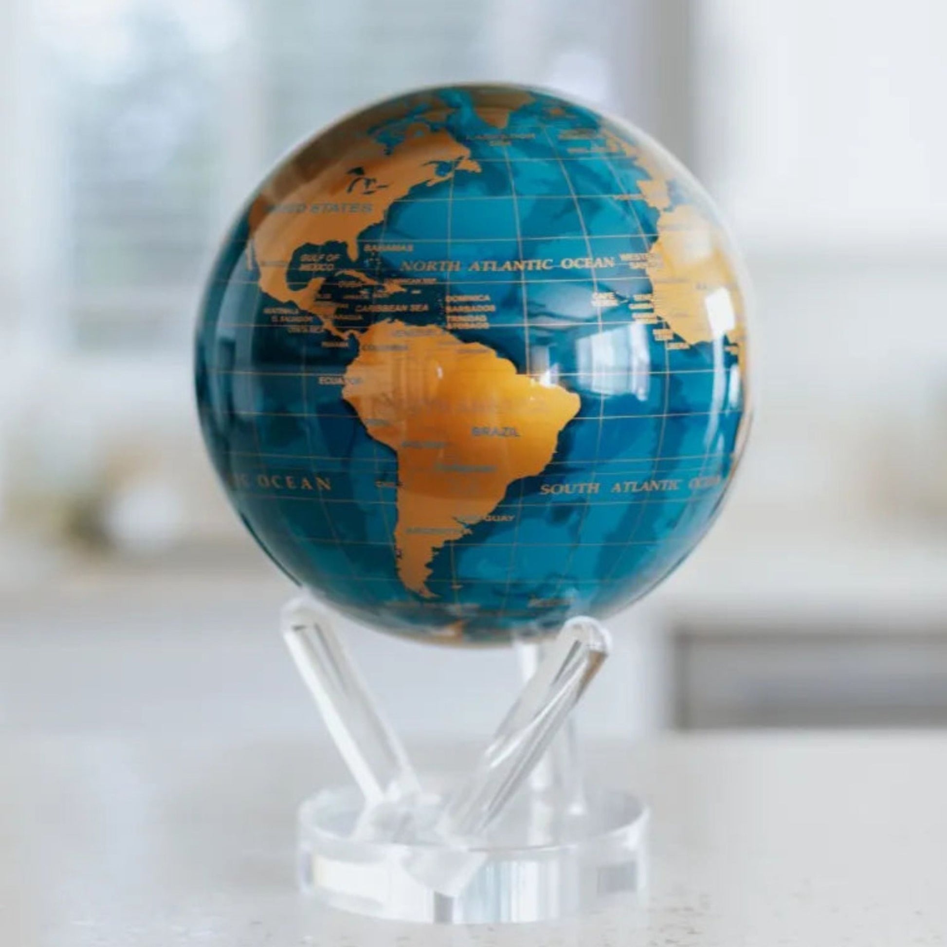 mova globe gold and dark blue oceans 6"