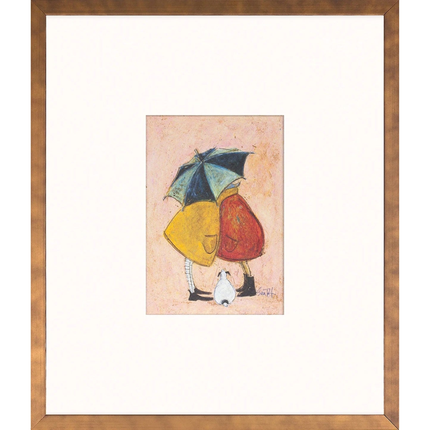 Secret Smooches framed print by Sam Toft, whimsical wall art 14 x 12