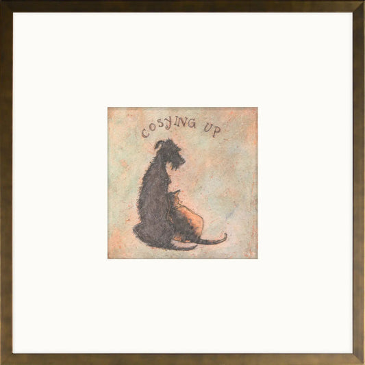 “Cosying Up framed print by Sam Toft, whimsical wall art 14 x 14”