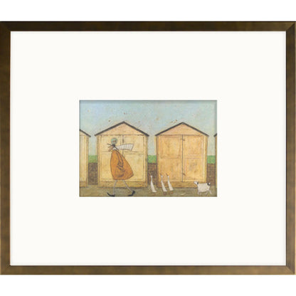 “A Day Like Any Other framed print by Sam Toft, whimsical wall art 14 x 12”