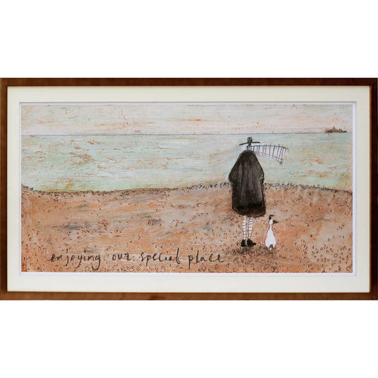 “Enjoying Our Special Place framed print by Sam Toft, whimsical wall art 38.75 x 18.25”