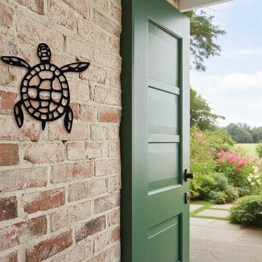 Black metal powder coated turtle