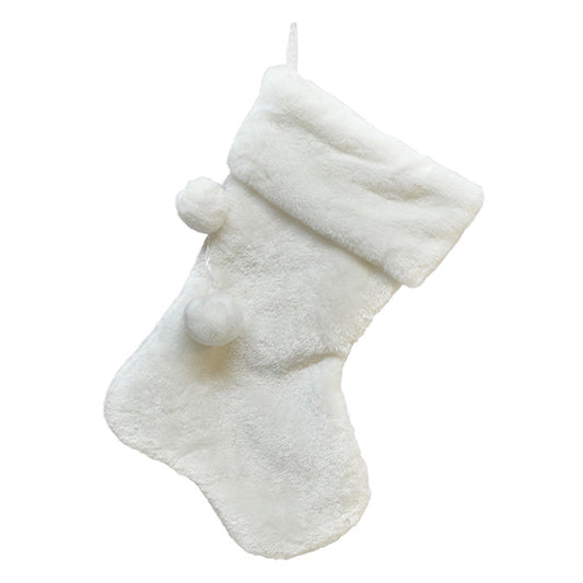 Faux Fur Stocking with Pom Poms