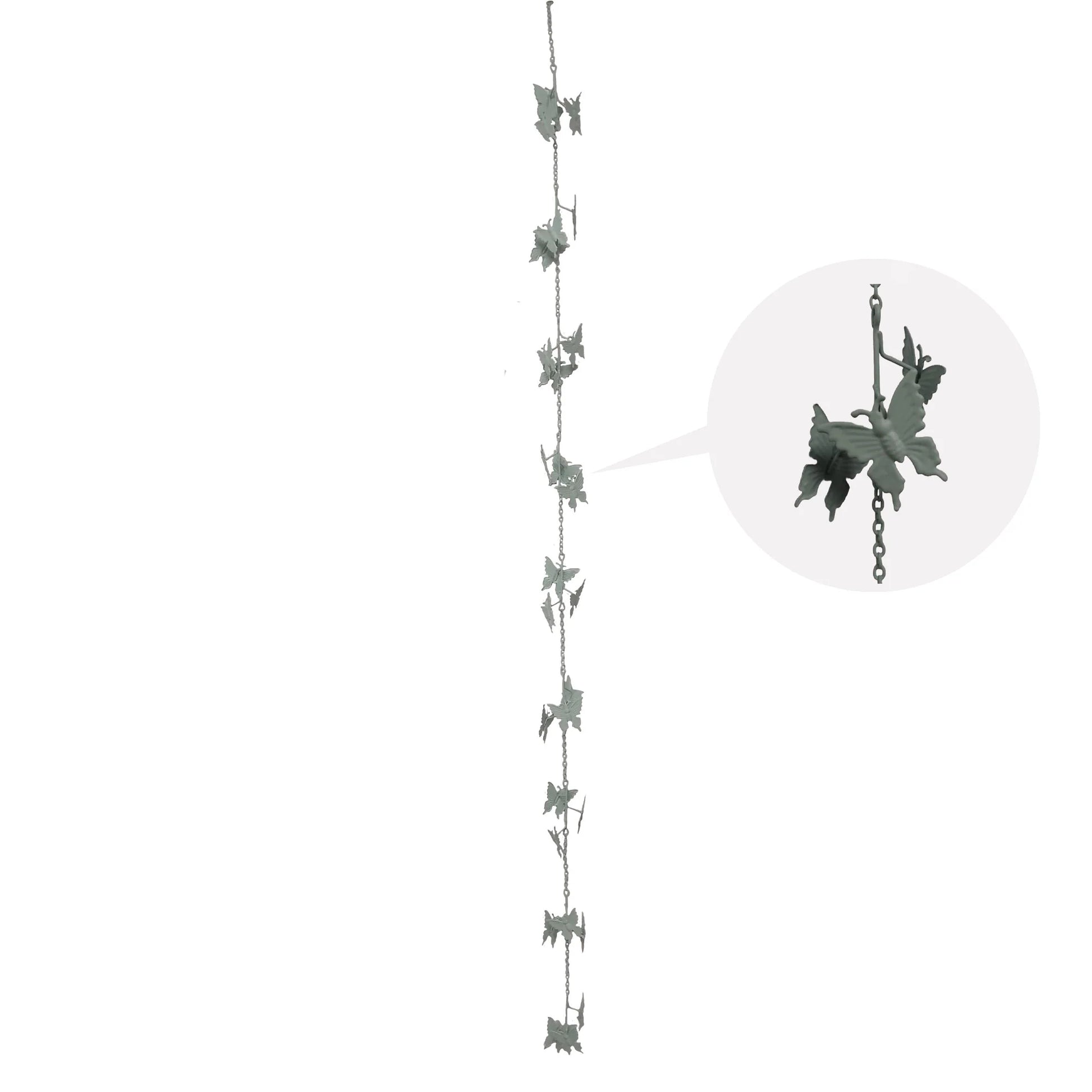 Rain chain light green with butterflies 