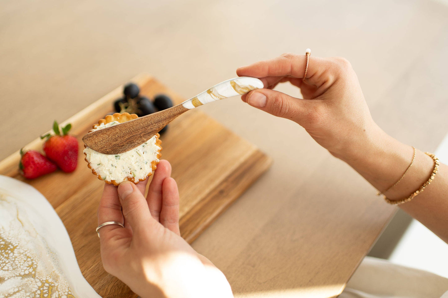 Acacia Cheese Spreader with Resin Accent