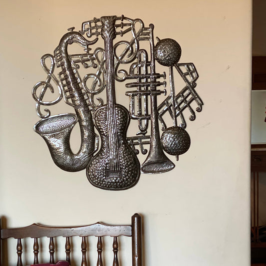 23" Jazz Metal Wall Hanging Artwork Handmade in Haiti