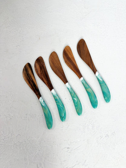 Acacia Cheese Spreader with Resin Accent