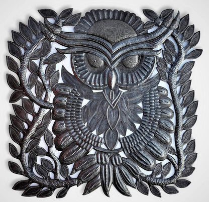 Owl, Wall Hanging Sculptures, Indoor and Outdoor 17 x 17.5