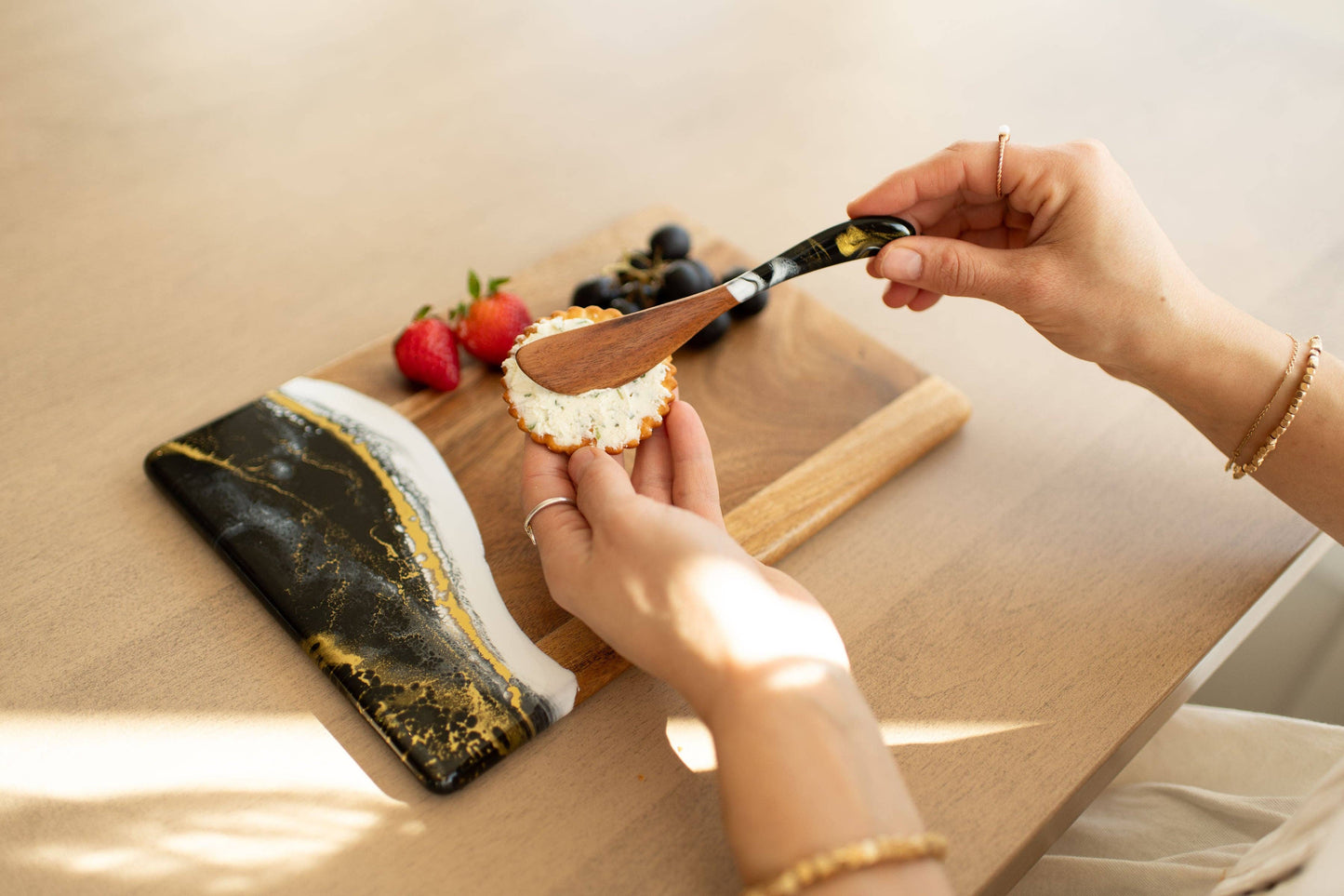Acacia Cheese Spreader with Resin Accent