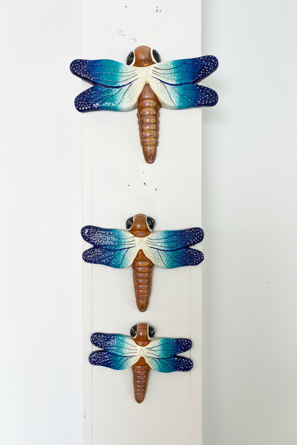Ceramic Dragonflies on White Wall