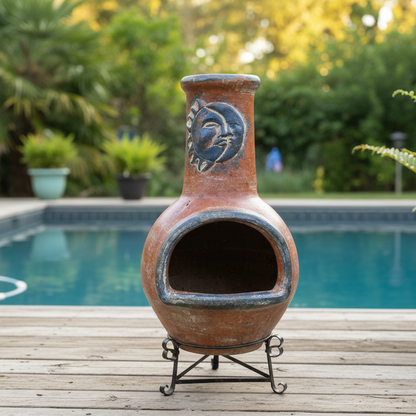 Small Chiminea on Pool Deck