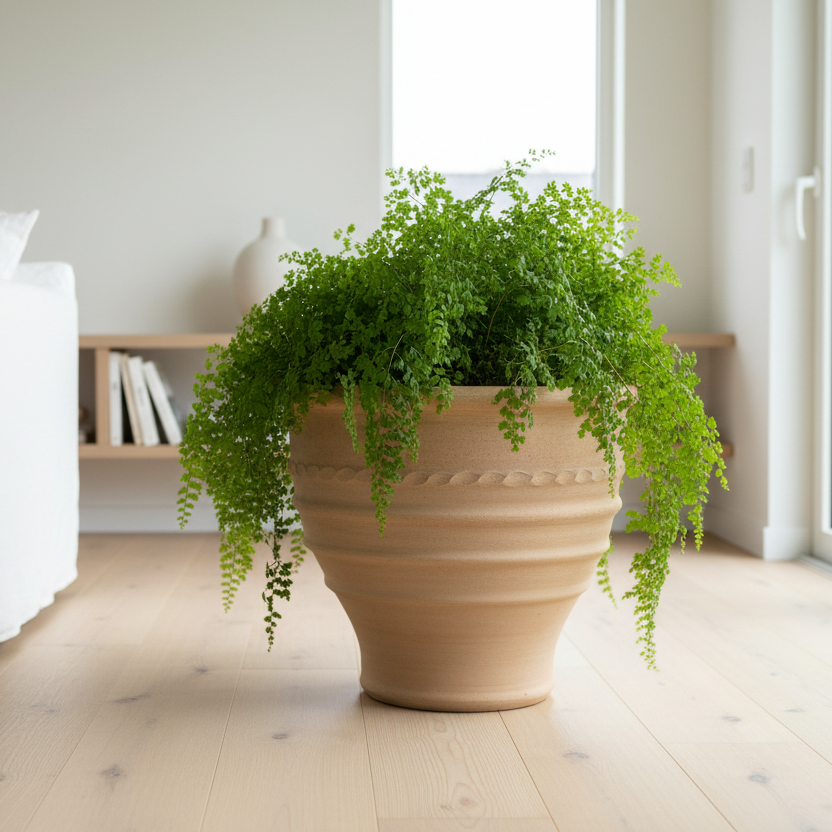 Cretan Cheese Jar with Boston Fern Indoors