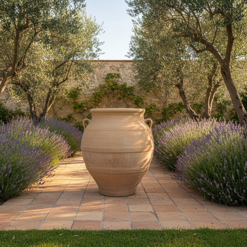 Eva Oil Jar in Mediterranean Garden