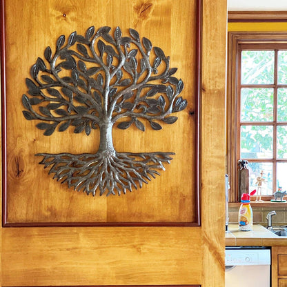 Organic Tree of Life with Roots, Haitian Wall Art 17"x17"