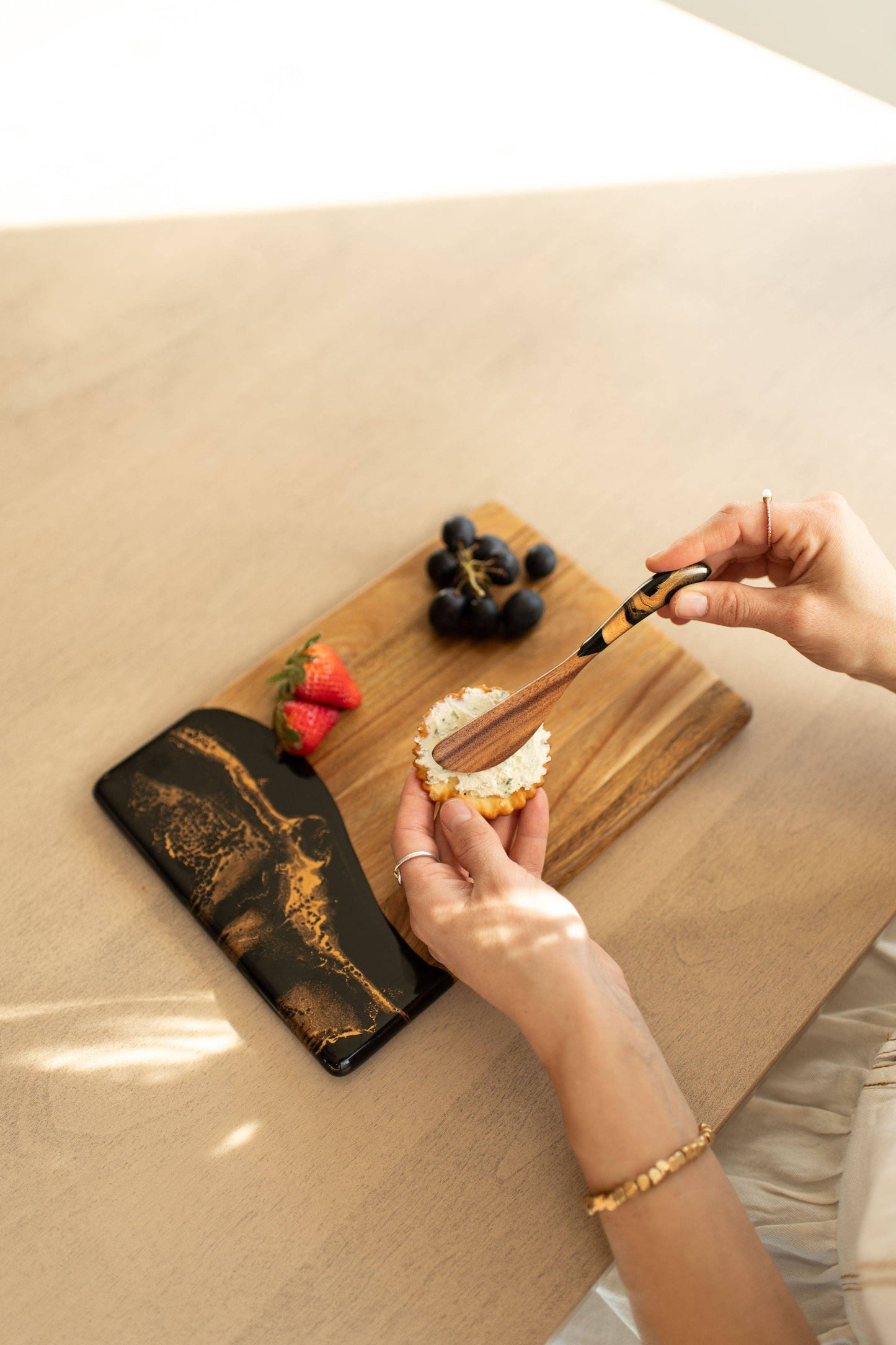 Acacia Cheese Spreader with Resin Accent