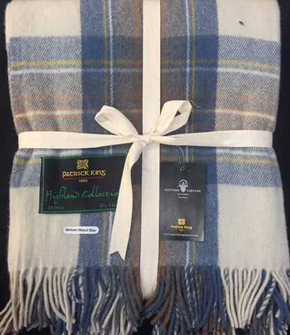 Stewart Muted Blue Deluxe Highland Wool Blanket