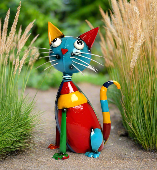 Colourful Metal Garden Cat