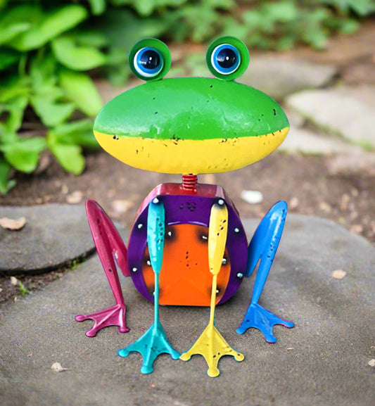 colourful Metal Frog for the Garden