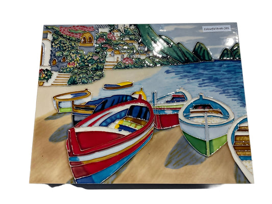 Colourful boats ceramic tile