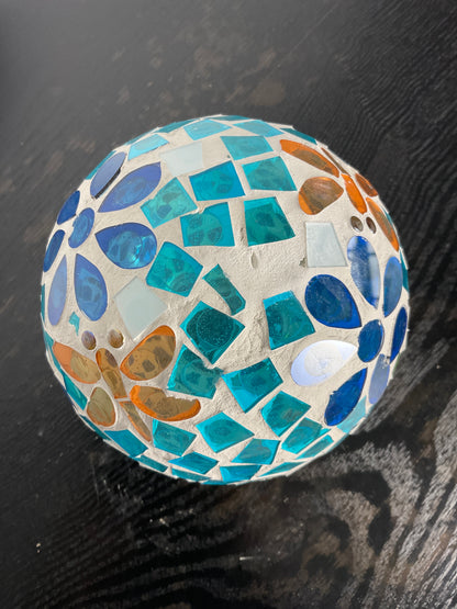 6” Mosaic Glass Gazing Ball, Floral Fields