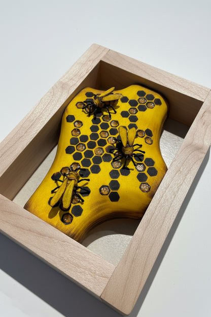 Wooden bee frame by artist Adam Mack